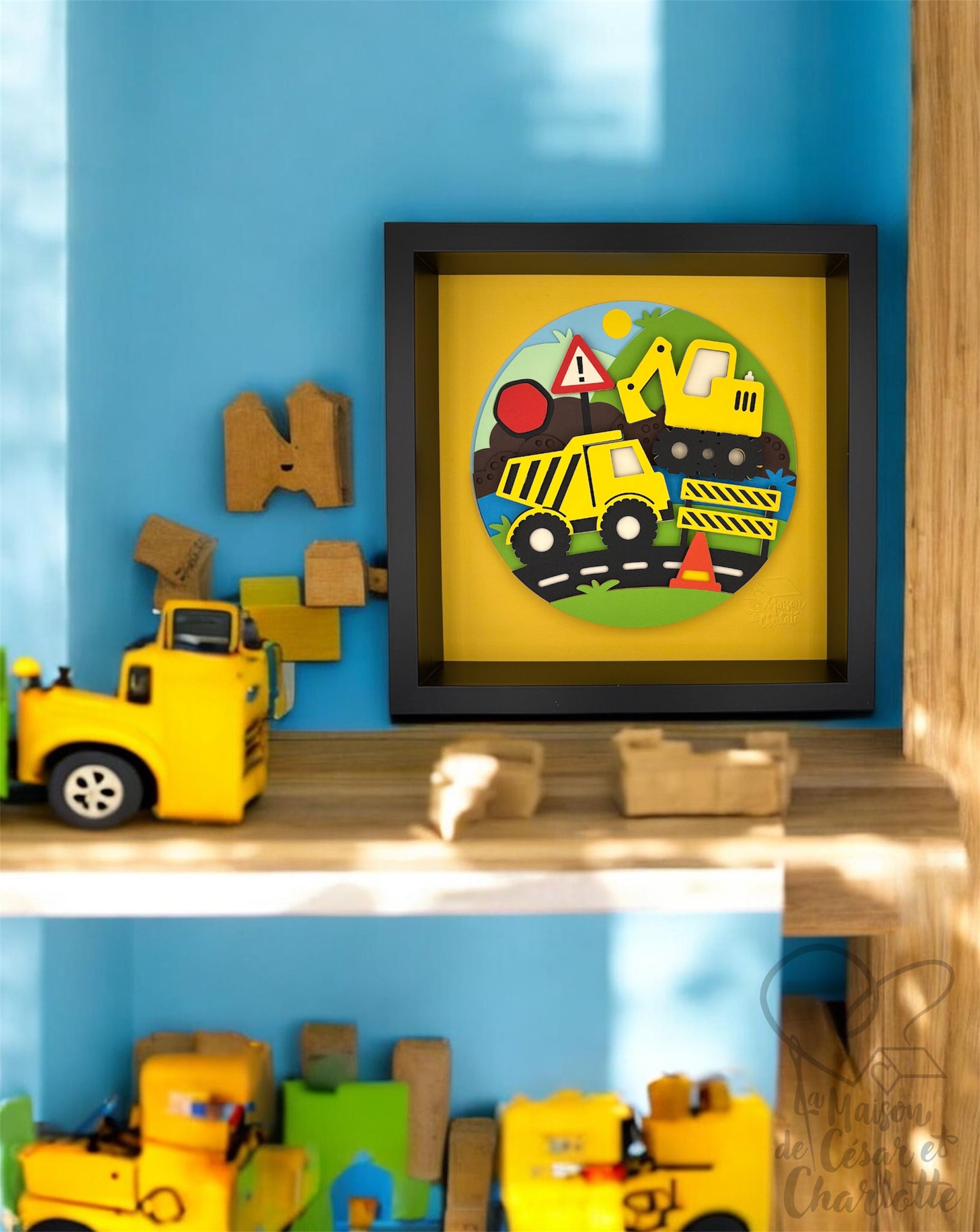 Cadre Décoratif 3D "Le Petit Chantier" - Tableau en Relief Fait Main pour Enfant