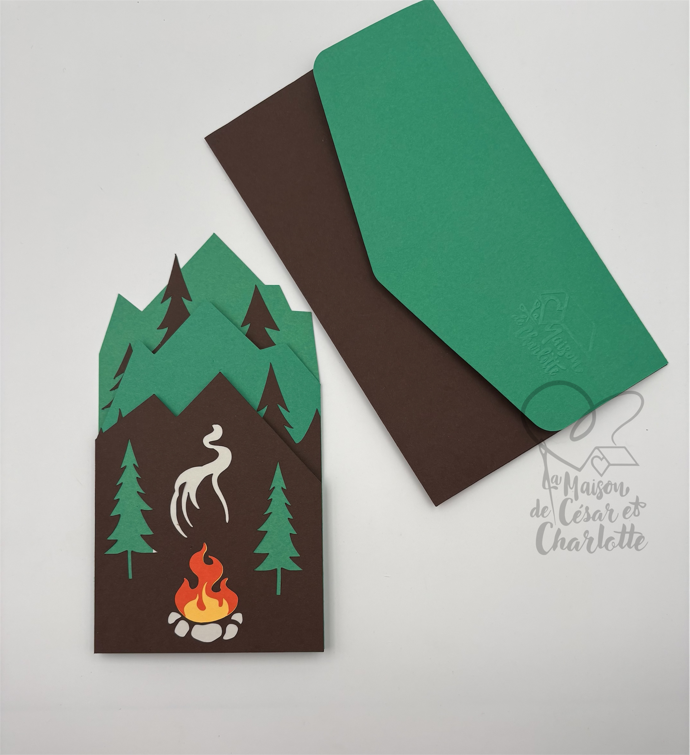 Carte montagne avec sac de couchage