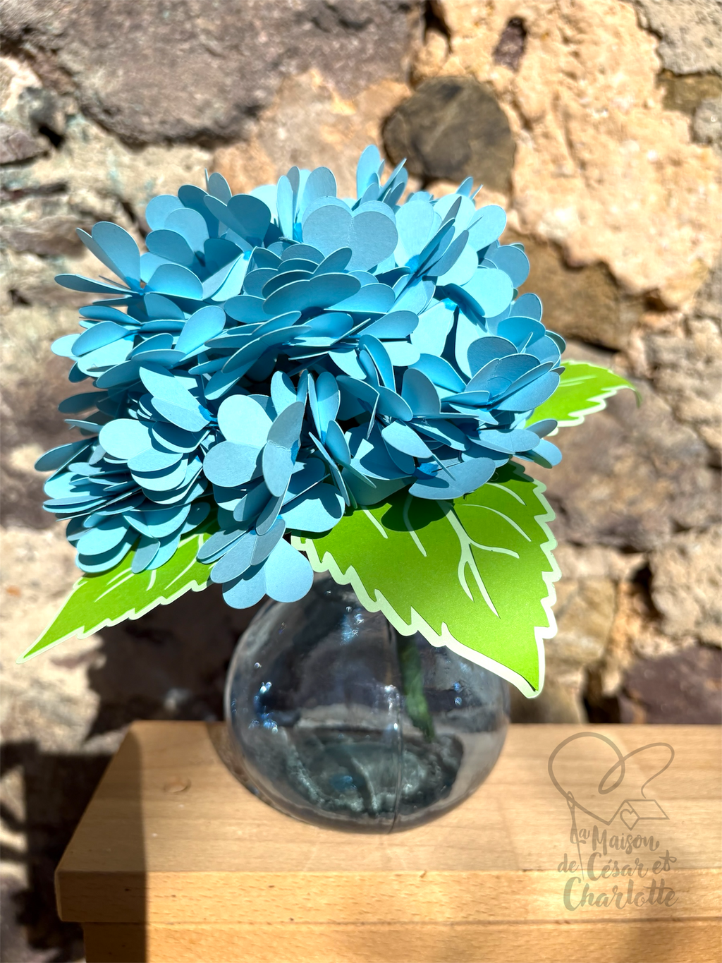 Hortensia en papier 3D fait main – Fleur décorative artisanale