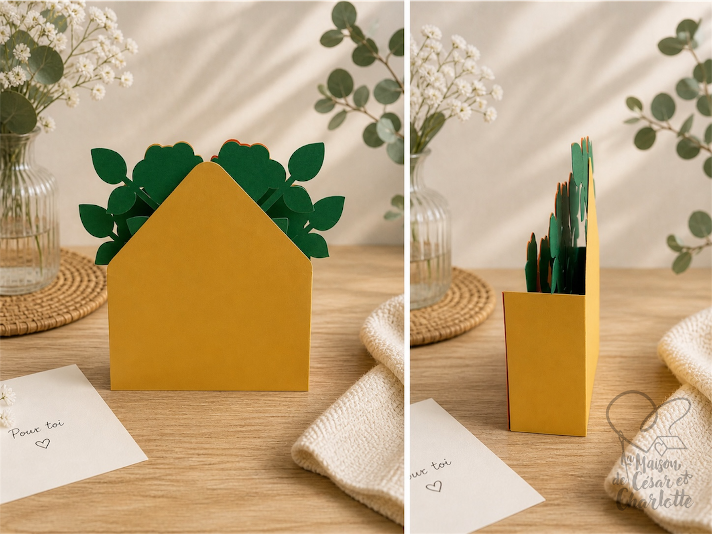 Bouquet de roses pop-up – Carte artisanale en papier