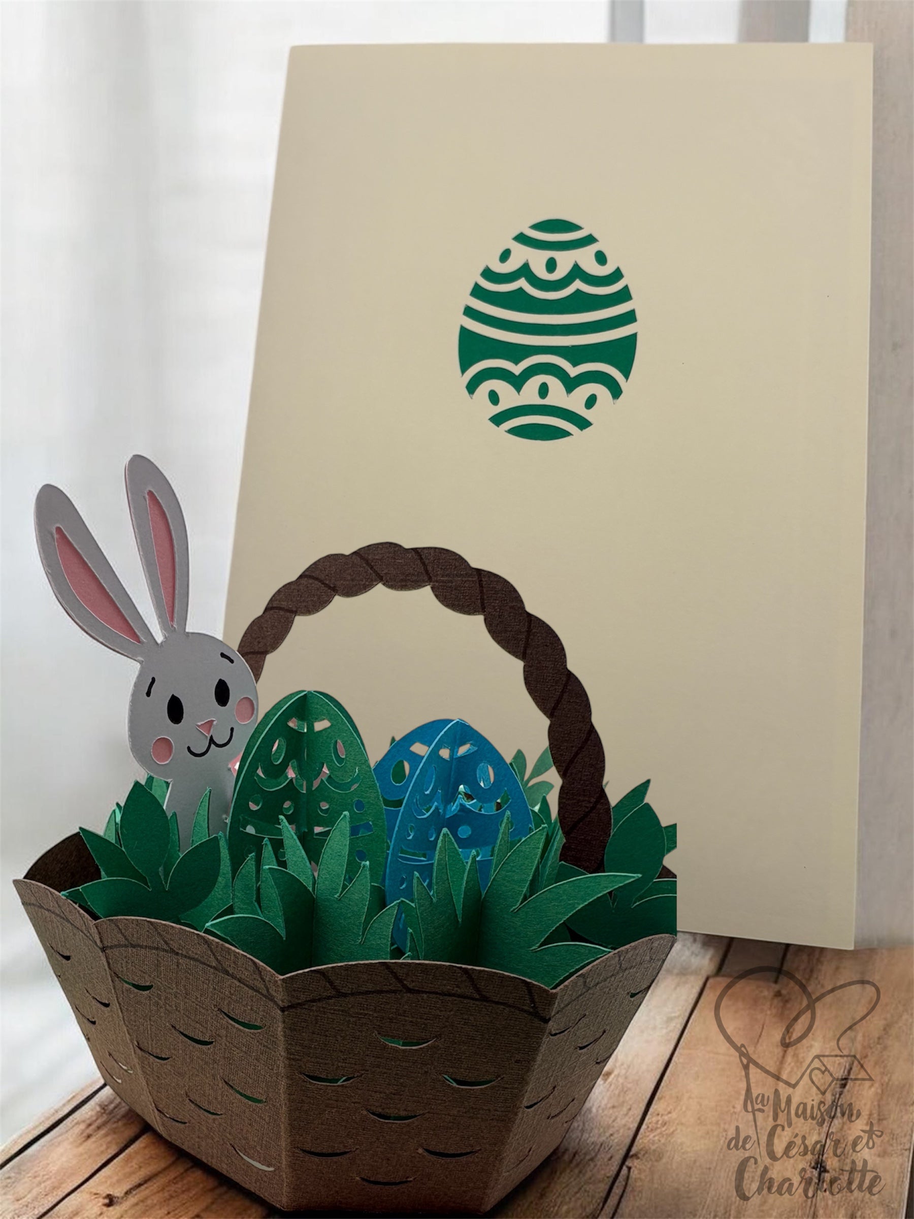 Carte de Pâques artisanale en 3D, pleine de charme et de délicatesse.