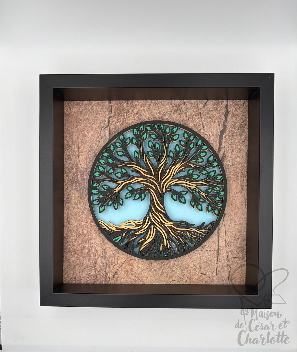 Cadre 3D "Arbre de Vie" Éternel - Sculpture de Papier en Relief & Design Spirituel