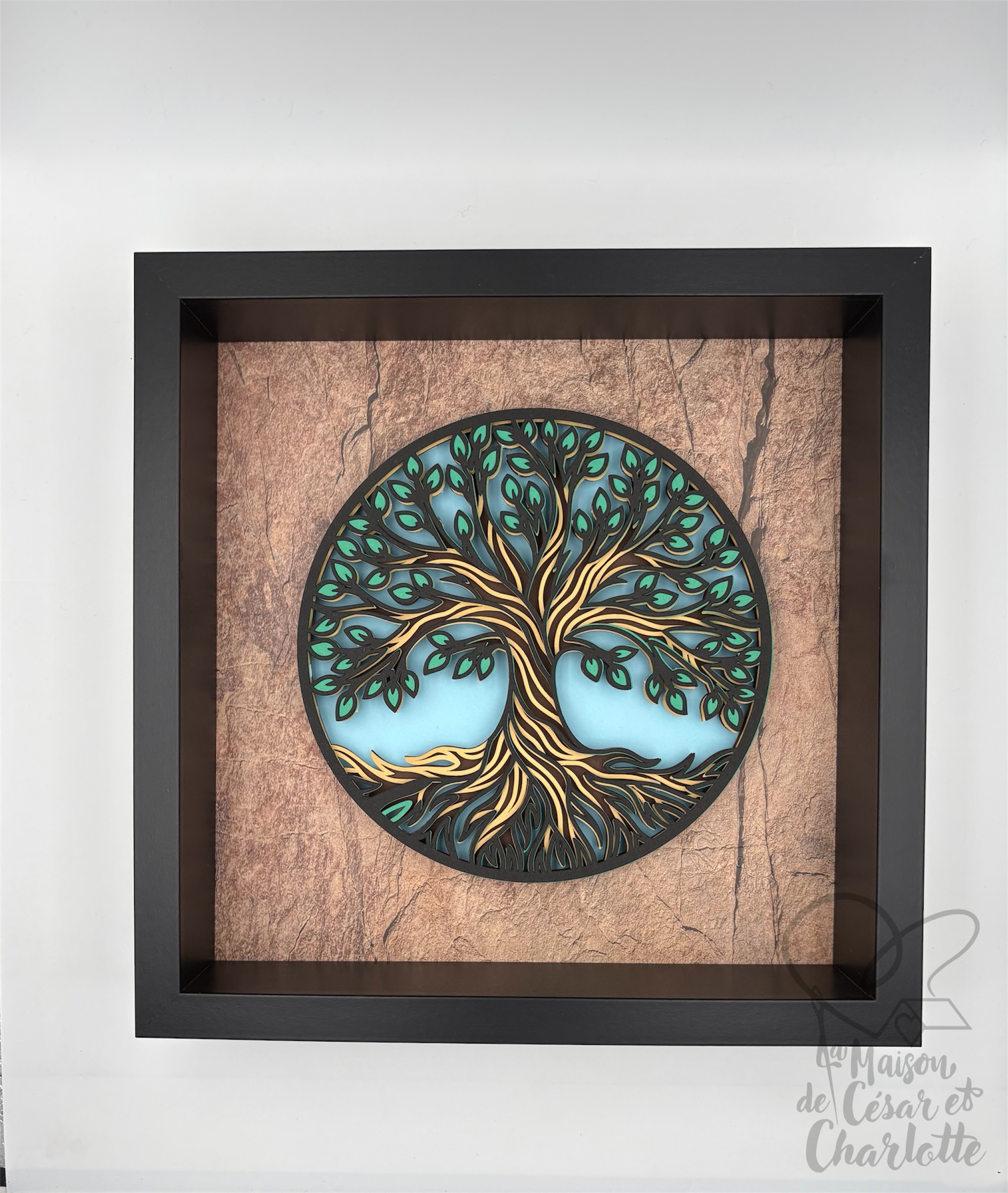 Cadre 3D "Arbre de Vie" Éternel - Sculpture de Papier en Relief & Design Spirituel