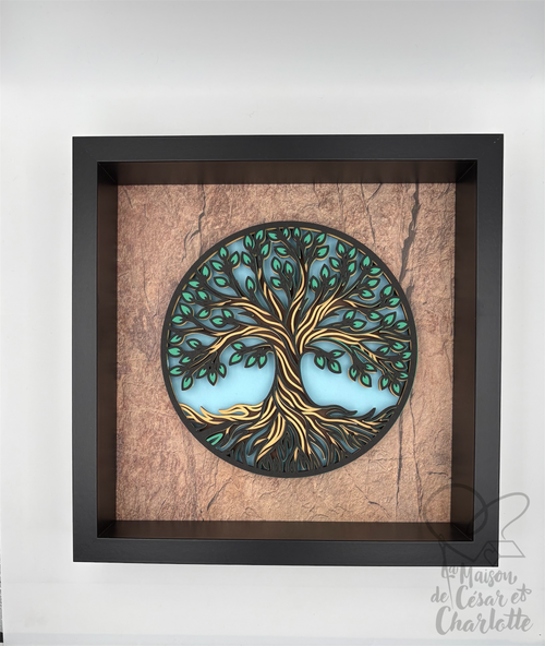 Cadre 3D "Arbre de Vie" Éternel - Sculpture de Papier en Relief & Design Spirituel