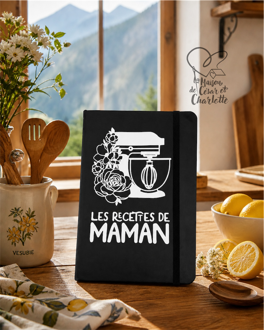 Carnet de Recettes Maman  personnalisé - Cahier de recettes personnalisé Maman - fête des Mères