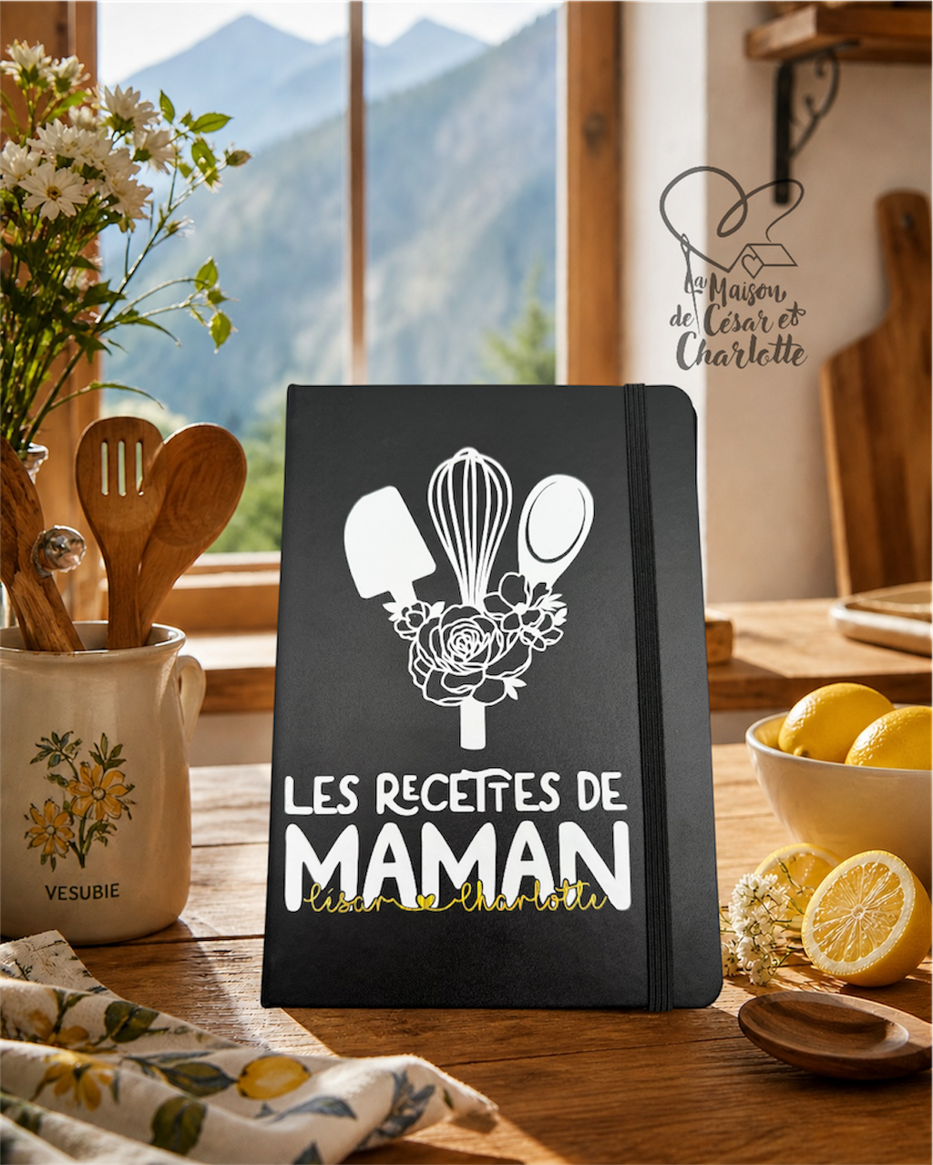 Carnet de Recettes Maman  personnalisé - Cahier de recettes personnalisé Maman - fête des Mères