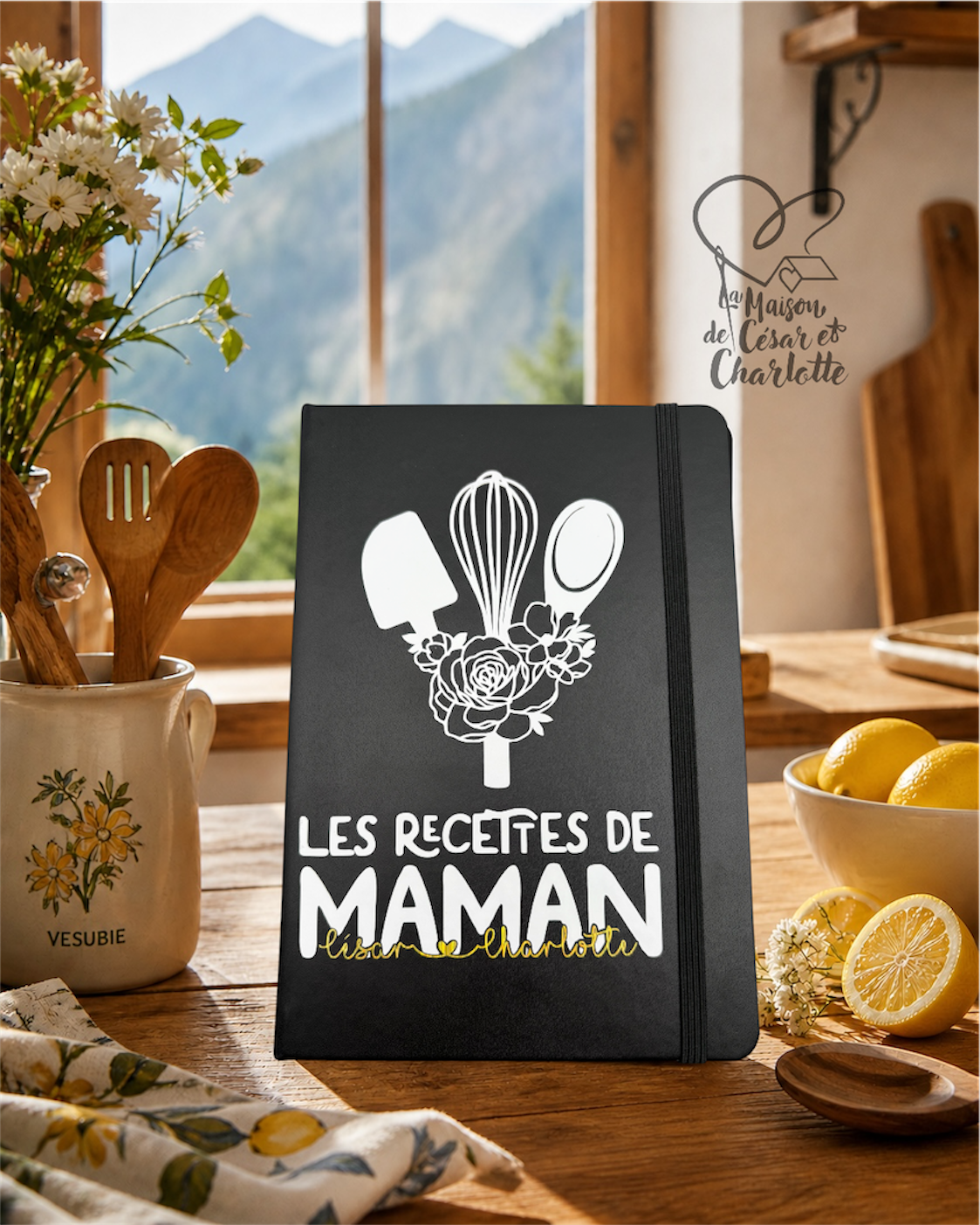 Carnet de Recettes Maman  personnalisé - Cahier de recettes personnalisé Maman - fête des Mères