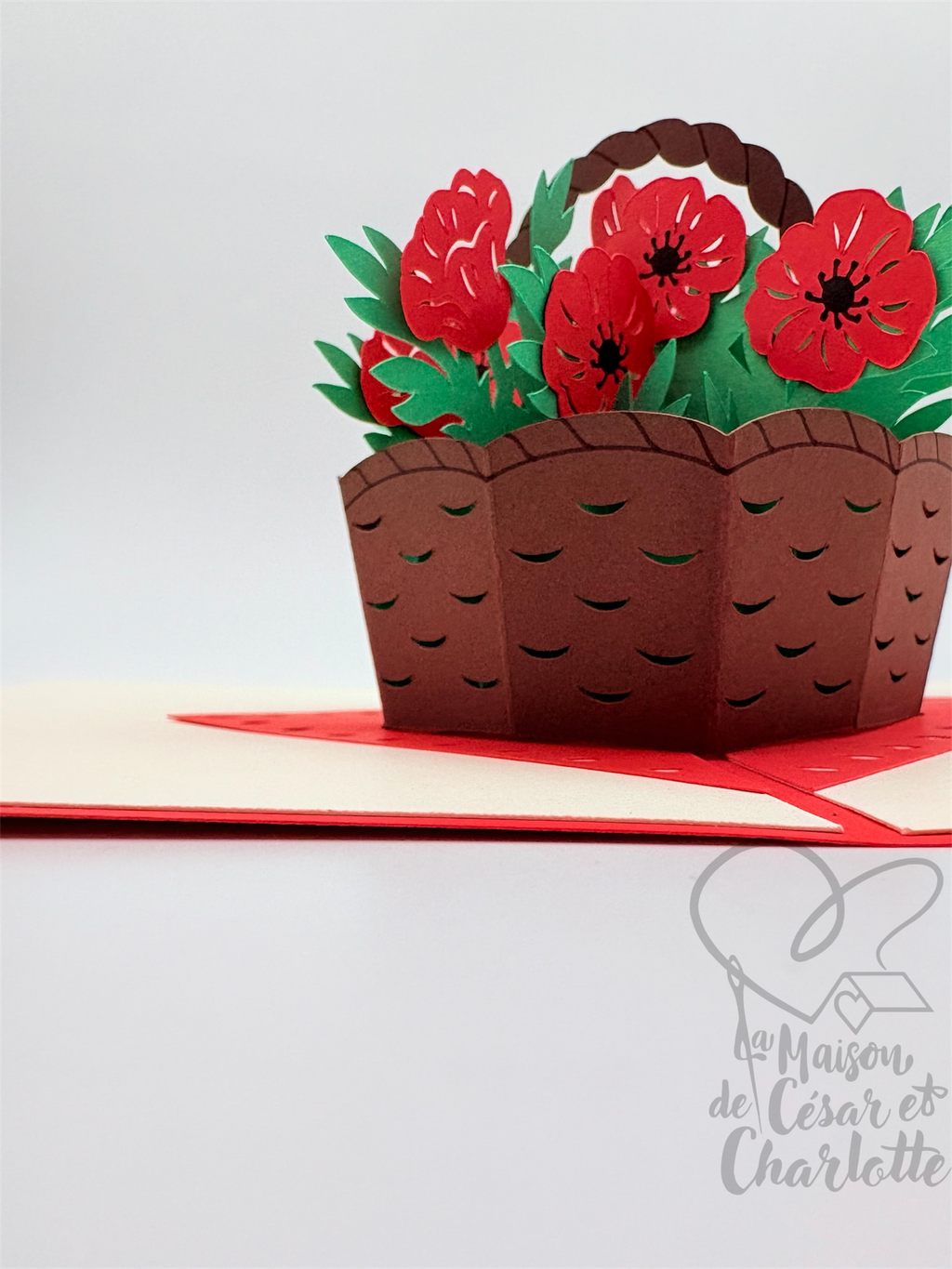 Carte pop-up «Panier de Coquelicots»