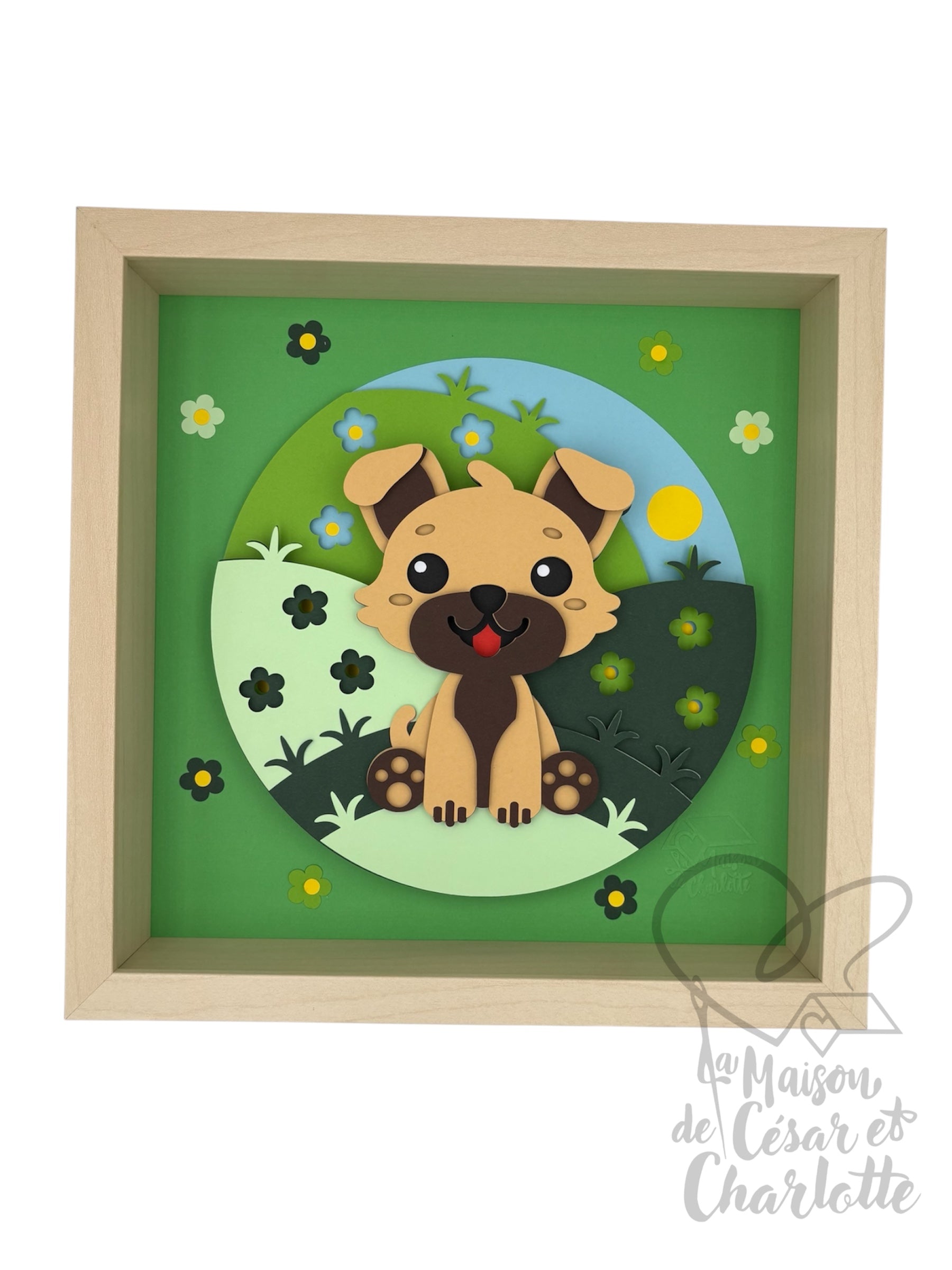 Cadre Petit chien dans la prairie