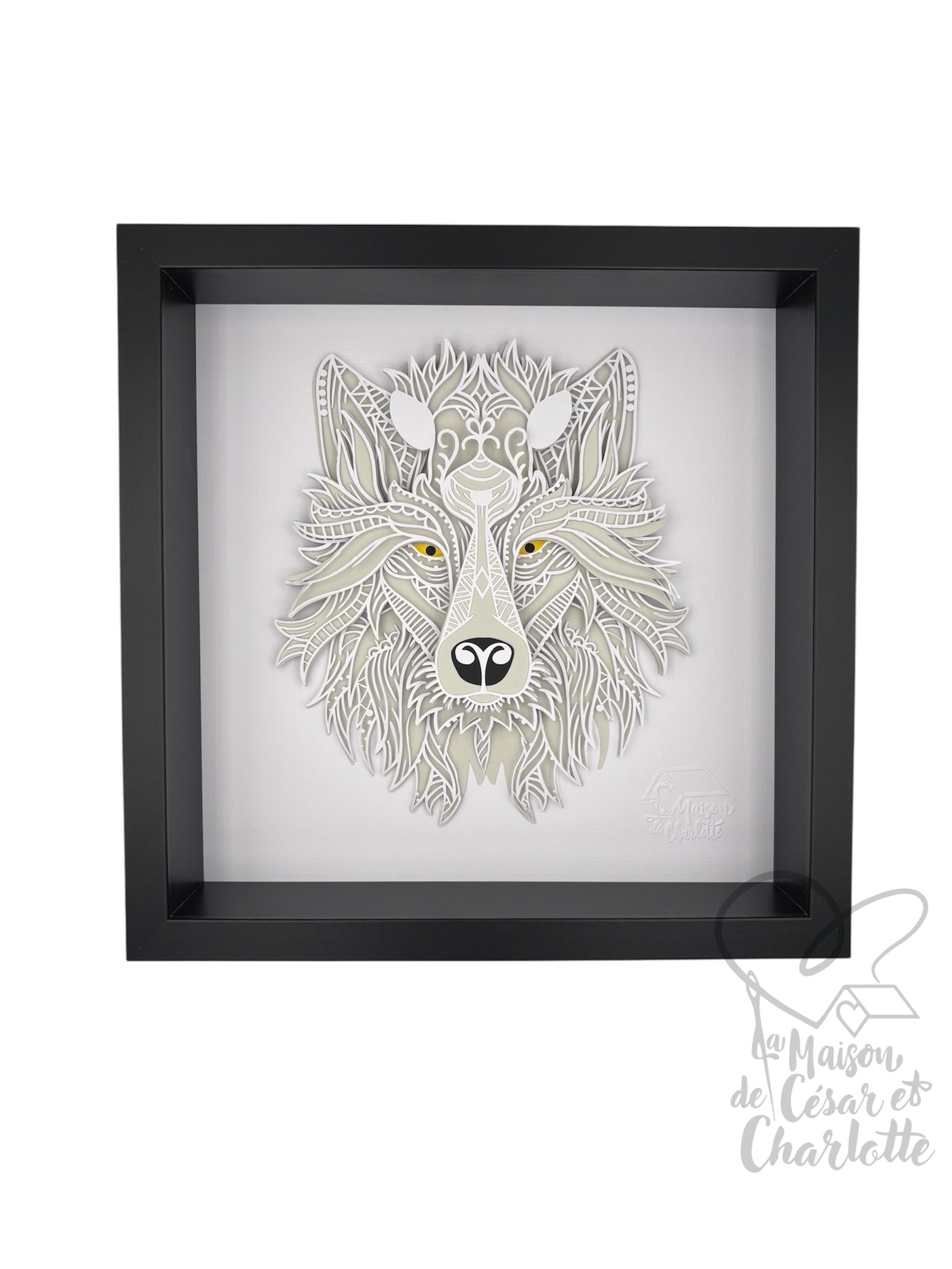 Cadre Loup majestueux blanc