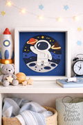 Cadre Décoratif 3D "Petit Astronaute" - Tableau en Relief Fait Main pour Chambre d'Enfant