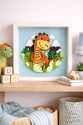 Cadre Décoratif 3D "Petit Dinosaure" - Tableau en Relief Fait Main pour Chambre d'Enfant