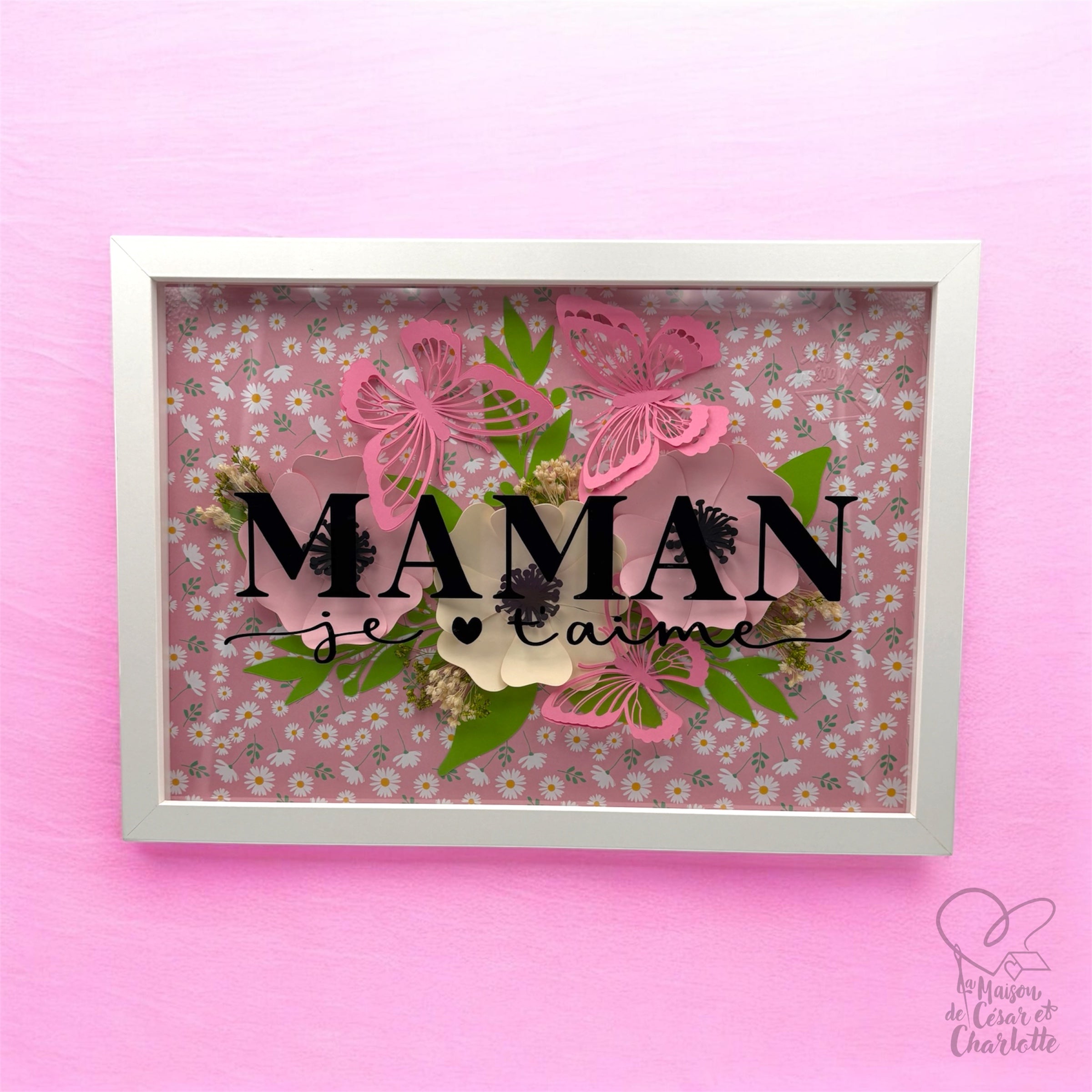 Cadre “MAMAN je t’aime” – Création artisanale en papier