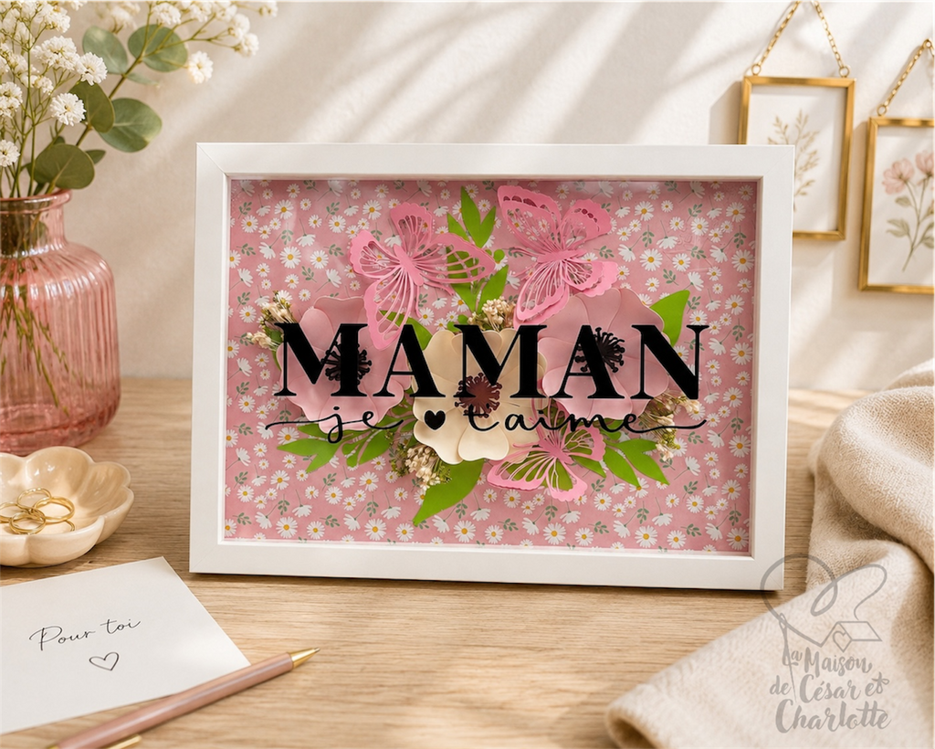 Cadre “MAMAN je t’aime” – Création artisanale en papier